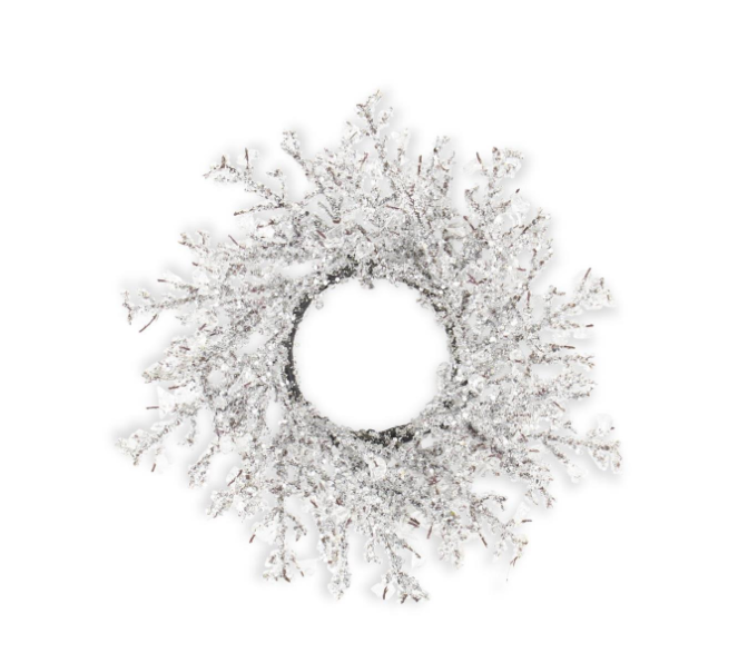 Corona / Anillo para velas de Cristal Nevado 31 cms