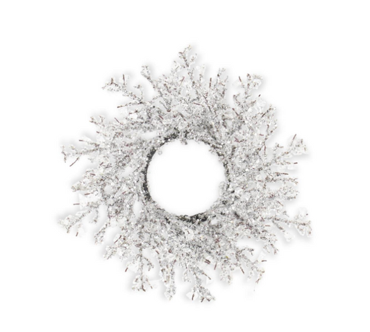 Corona / Anillo para velas de Cristal Nevado 31 cms