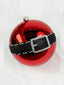 Esfera de cristal roja con cinto Claus 19 cms