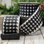 LISTON 4'' X 5 YD TERCIOPELO HOUNDSTOOTH BLANCO/NEGRO