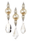 Set de 3 colgante perla, piedra 14 cms